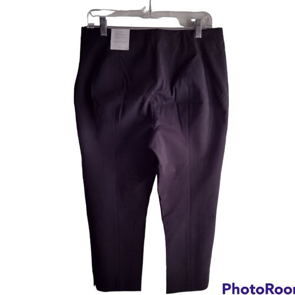 Talbots Chatham Pants NEW Black Crop Side Zip Stretch Sz 12P Office Casual - Picture 2 of 12